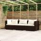 Preview: ARDEBO.de - 3-Sitzer-Sofa mit Kissen Braun Poly Rattan