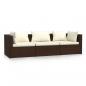 Preview: 3-Sitzer-Sofa mit Kissen Braun Poly Rattan