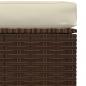 Preview: Gartenhocker mit Kissen Braun 70x70x30 cm Poly Rattan