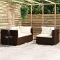 Preview: ARDEBO.de - 3-tlg. Garten-Lounge-Set mit Auflagen Braun Poly Rattan