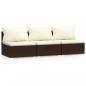 Preview: 3-Sitzer-Sofa mit Kissen Braun Poly Rattan