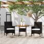 Preview: ARDEBO.de - 3-tlg. Garten-Essgruppe Poly Rattan Schwarz