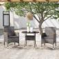 Preview: ARDEBO.de - 3-tlg. Garten-Essgruppe Poly Rattan Grau