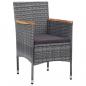 Preview: 3-tlg. Garten-Essgruppe Poly Rattan Grau