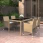 Preview: ARDEBO.de - 5-tlg. Garten-Essgruppe Poly Rattan und Hartglas Beige