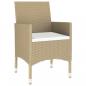 Preview: 5-tlg. Garten-Essgruppe Poly Rattan und Hartglas Beige