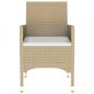 Preview: 5-tlg. Garten-Essgruppe Poly Rattan und Hartglas Beige