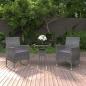 Preview: ARDEBO.de - 3-tlg. Garten-Essgruppe Poly Rattan Grau