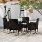 Preview: ARDEBO.de - 5-tlg. Garten-Essgruppe Poly Rattan Schwarz