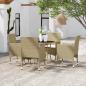 Preview: ARDEBO.de - 5-tlg. Garten-Essgruppe Poly Rattan Beige