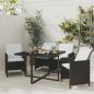 Preview: ARDEBO.de - 5-tlg. Garten-Essgruppe mit Kissen Poly Rattan Schwarz