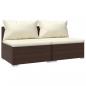 Preview: 2-tlg. Garten-Lounge-Set mit Kissen Poly Rattan Braun