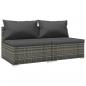 Preview: 2-tlg. Garten-Lounge-Set mit Kissen Poly Rattan Grau