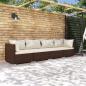 Preview: ARDEBO.de - 4-tlg. Garten-Lounge-Set mit Auflagen Poly Rattan Braun