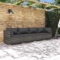 Preview: ARDEBO.de - 4-tlg. Garten-Lounge-Set mit Kissen Poly Rattan Grau