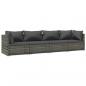 Preview: 4-tlg. Garten-Lounge-Set mit Kissen Poly Rattan Grau