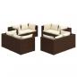 Preview: 8-tlg. Garten-Lounge-Set mit Kissen Poly Rattan Braun