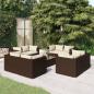 Preview: ARDEBO.de - 9-tlg. Garten-Lounge-Set mit Kissen Poly Rattan Braun