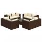 Preview: 9-tlg. Garten-Lounge-Set mit Kissen Poly Rattan Braun