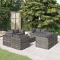 Preview: ARDEBO.de - 9-tlg. Garten-Lounge-Set mit Kissen Poly Rattan Grau