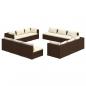 Preview: 12-tlg. Garten-Lounge-Set mit Kissen Poly Rattan Braun