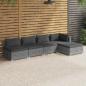 Preview: ARDEBO.de - 5-tlg. Garten-Lounge-Set mit Kissen Poly Rattan Grau