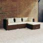 Preview: ARDEBO.de - 4-tlg. Garten-Lounge-Set mit Kissen Poly Rattan Braun