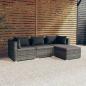 Preview: ARDEBO.de - 4-tlg. Garten-Lounge-Set mit Kissen Poly Rattan Grau