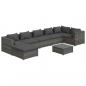 Preview: 8-tlg. Garten-Lounge-Set mit Kissen Poly Rattan Grau