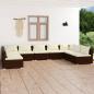 Preview: ARDEBO.de - 9-tlg. Garten-Lounge-Set mit Kissen Poly Rattan Braun