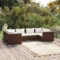 Preview: ARDEBO.de - 6-tlg. Garten-Lounge-Set mit Auflagen Poly Rattan Braun