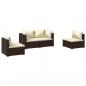 Preview: 4-tlg. Garten-Lounge-Set mit Kissen Poly Rattan Braun