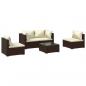 Preview: 5-tlg. Garten-Lounge-Set mit Kissen Poly Rattan Braun