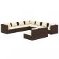 Preview: 9-tlg. Garten-Lounge-Set mit Kissen Braun Poly Rattan