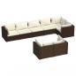 Preview: 8-tlg. Garten-Lounge-Set mit Kissen Braun Poly Rattan