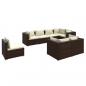 Preview: 8-tlg. Garten-Lounge-Set mit Kissen Poly Rattan Braun