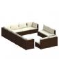 Preview: 12-tlg. Garten-Lounge-Set mit Kissen Braun Poly Rattan