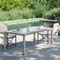 Preview: ARDEBO.de - Gartentisch Beige 190x90x75 cm Gehärtetes Glas und Poly Rattan