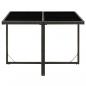 Preview: Gartentisch Schwarz 109x107x74 cm Poly Rattan und Glas