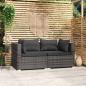 Preview: ARDEBO.de - 2-Sitzer-Sofa mit Kissen Grau Poly Rattan