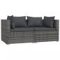 Preview: 2-Sitzer-Sofa mit Kissen Grau Poly Rattan