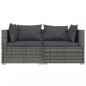 Preview: 2-Sitzer-Sofa mit Kissen Grau Poly Rattan