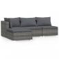 Preview: 4-tlg. Garten-Lounge-Set mit Kissen Grau Poly Rattan