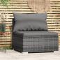 Preview: ARDEBO.de - Garten-Mittelsofa mit Kissen Grau Poly Rattan