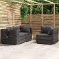 Preview: ARDEBO.de - 3-tlg. Garten-Lounge-Set mit Kissen Grau Poly Rattan