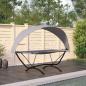 Preview: ARDEBO.de - Outdoor-Loungebett mit Dach Grau Stahl und Oxford-Stoff