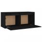 Preview: Wandschrank Schwarz 80x30x35 cm Massivholz Kiefer