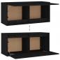 Preview: Wandschrank Schwarz 80x30x35 cm Massivholz Kiefer