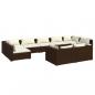 Preview: 9-tlg. Garten-Lounge-Set mit Kissen Braun Poly Rattan