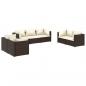 Preview: 7-tlg. Garten-Lounge-Set mit Kissen Poly Rattan Braun